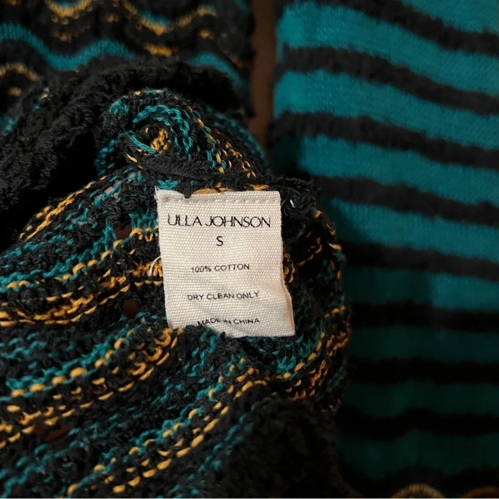 Ulla Johnson | Shirin Pullover Malachite Cosmic Wave Knit Sweater Ruffle Size S